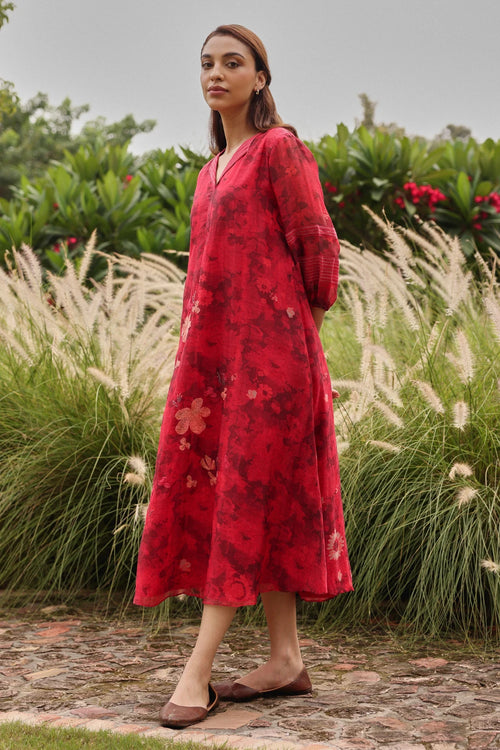 Rosewood Bloom Embroidered Dress