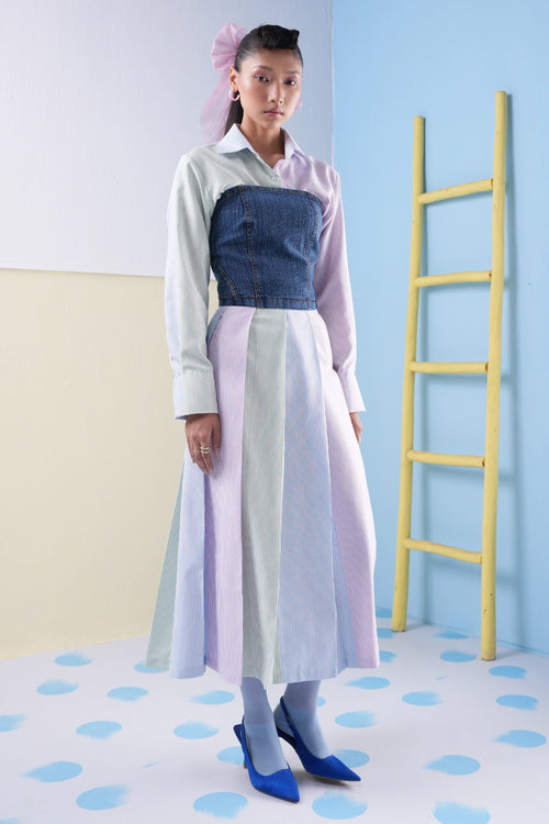 Blair Denim Corset with Shirt and Skirt