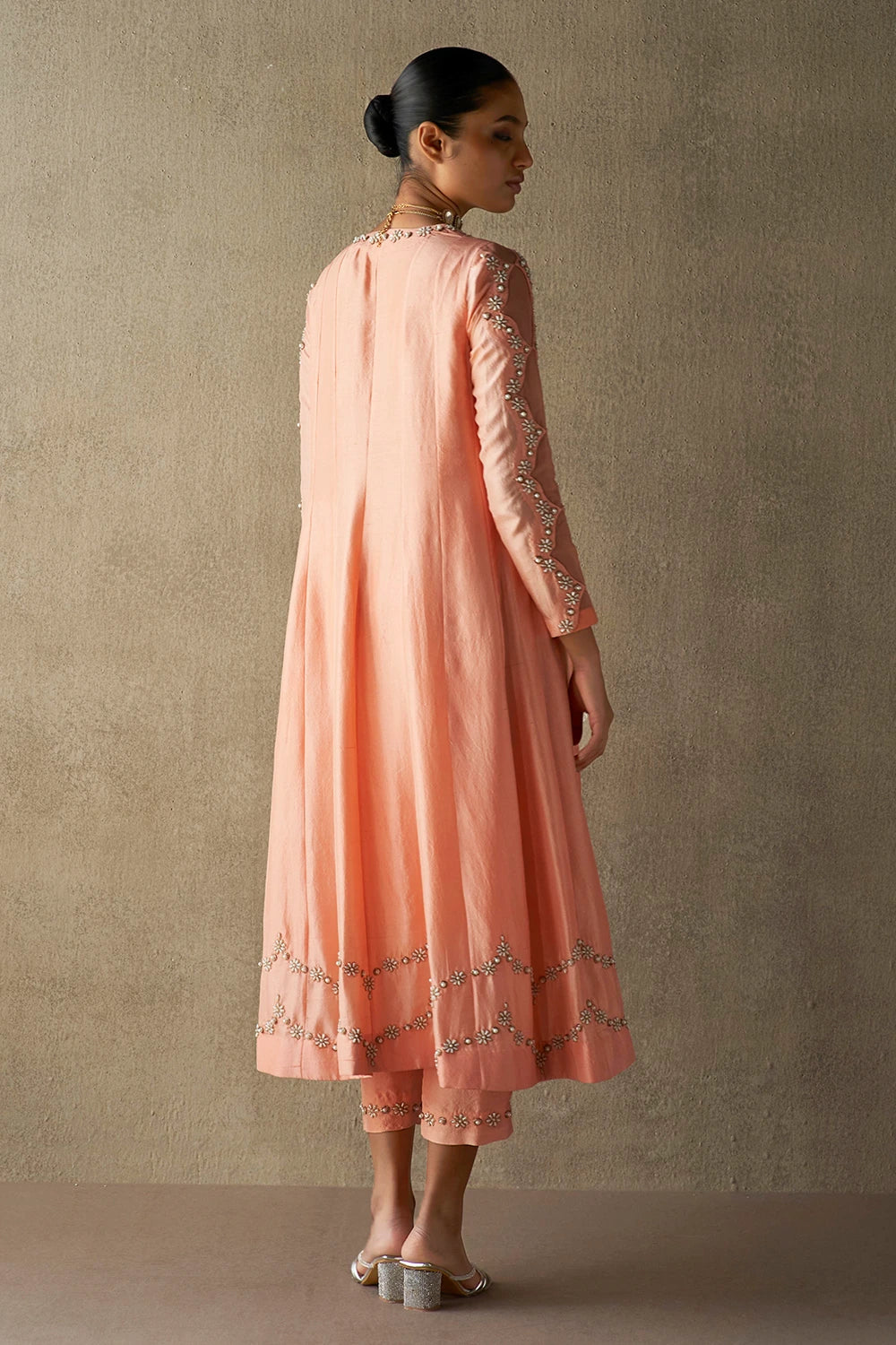 Rafat Coral Silk Kurta Set