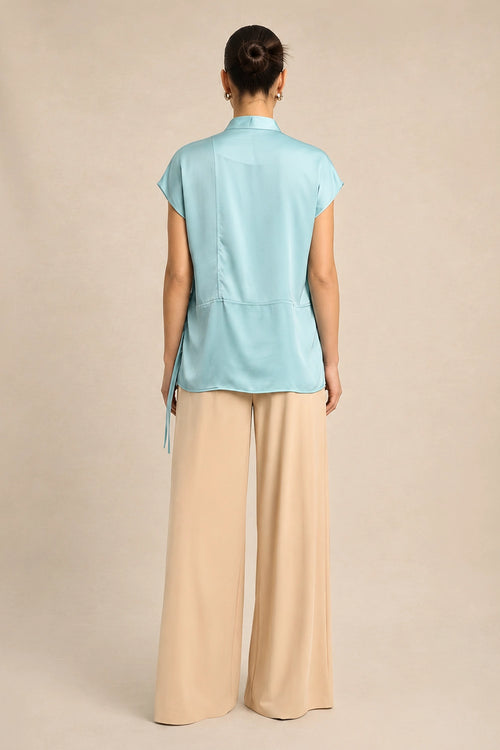 Tropical Breeze Blue Crew Neck Blouse