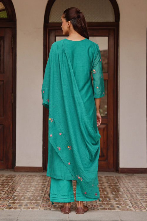 Teal Bloom Kurta Set