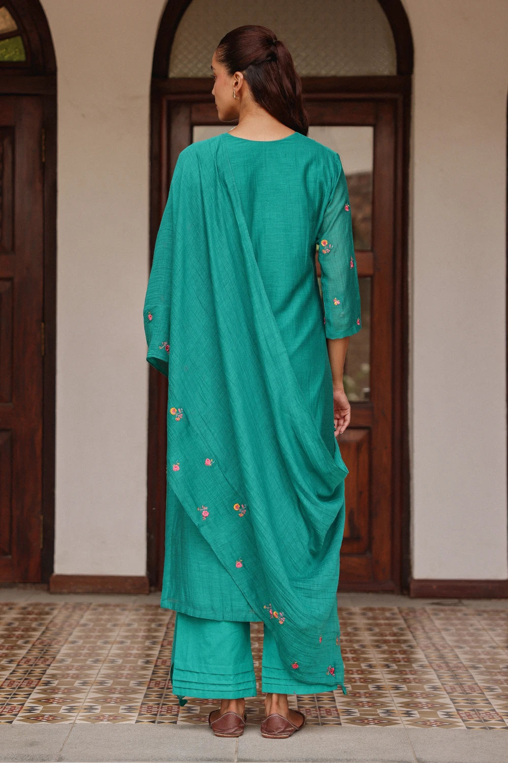 Teal Bloom Kurta Set