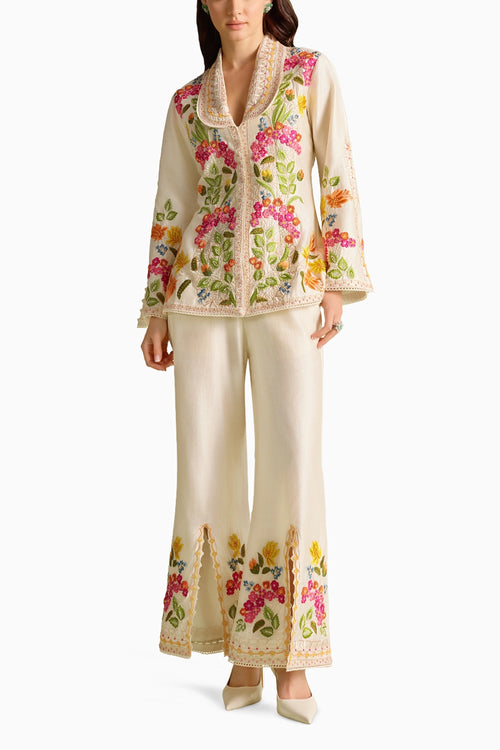 Ivory Floral Threadwork Co-ord Set