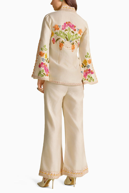 Ivory Floral Threadwork Co-ord Set