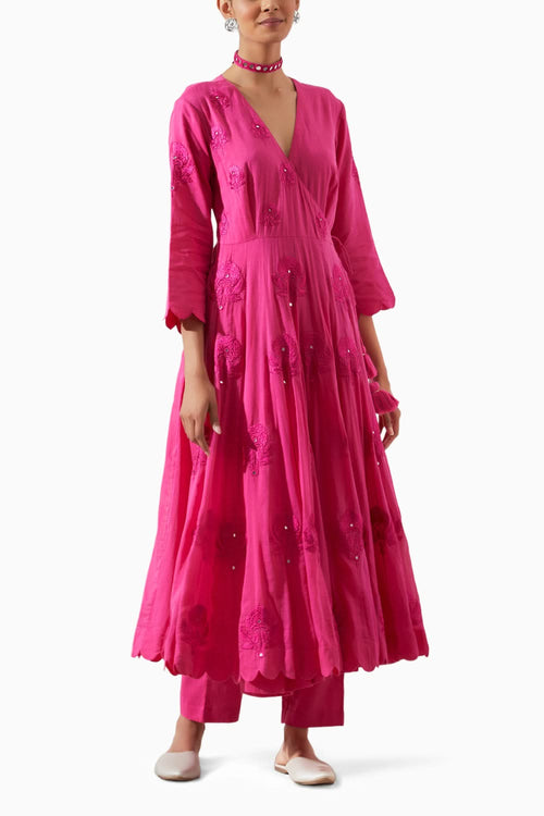Basanti Gulab Kali Kurta Set