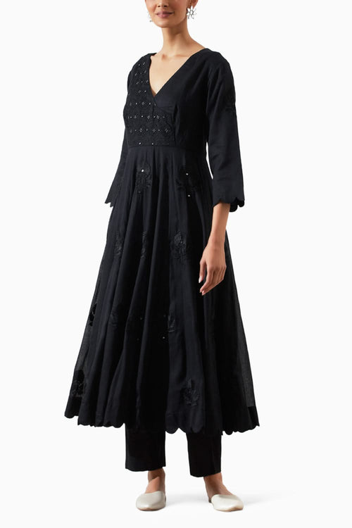 Poppy Black Kurta Set