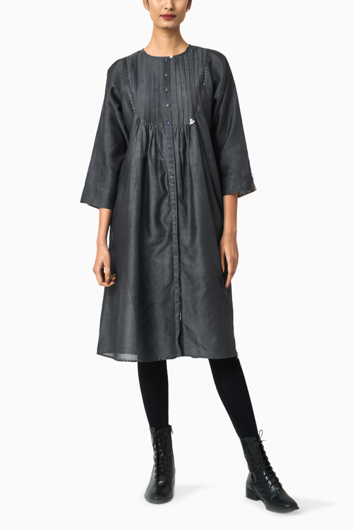 Americano Charcoal Chanderi Dress