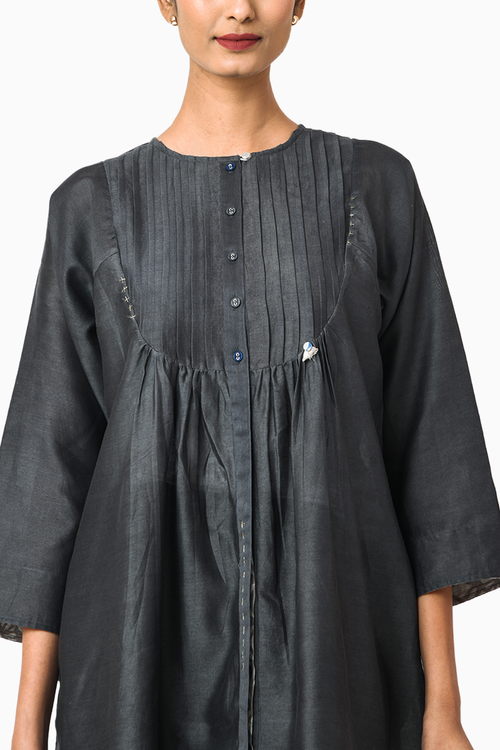 Americano Charcoal Chanderi Dress