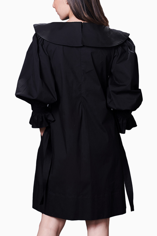 Black Collar Embroidered Dress
