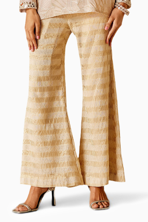 Ivory and Gold Tissue Pants