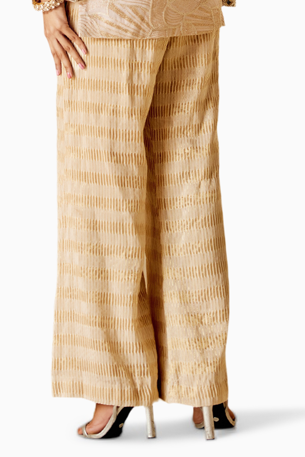 Ivory and Gold Tissue Pants