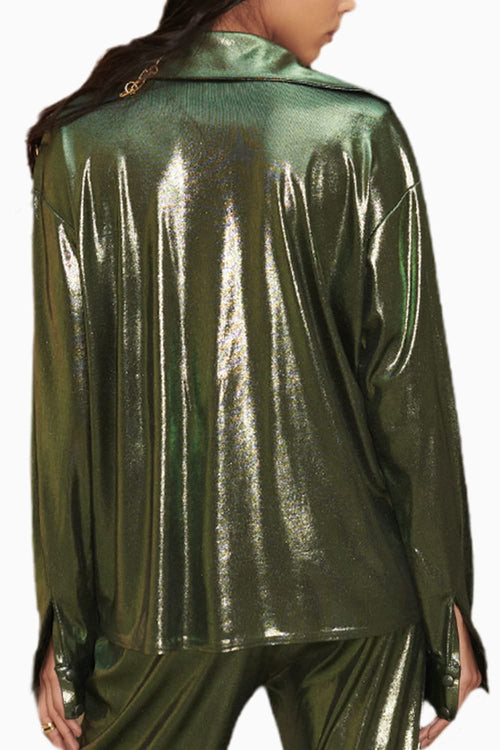 Metallic Green Embroidered Shirt