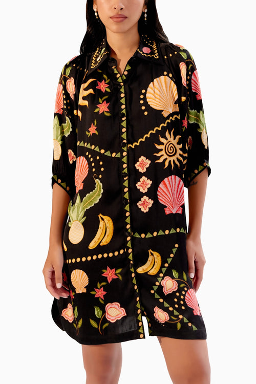Rosa Seashell Black Mini Dress