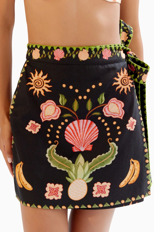 Seashell Black Wrap Me Round Skirt