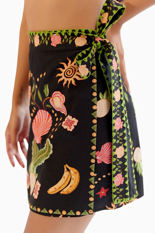 Seashell Black Wrap Me Round Skirt