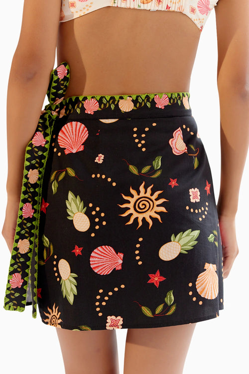 Seashell Black Wrap Me Round Skirt