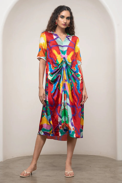 Alya Draped Shirt Dress