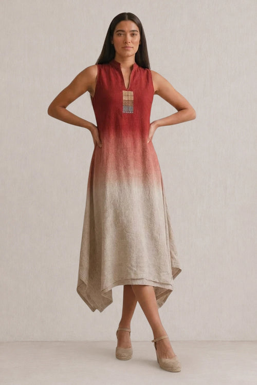 Red Ice Cube High-Neck Twirl Dress
