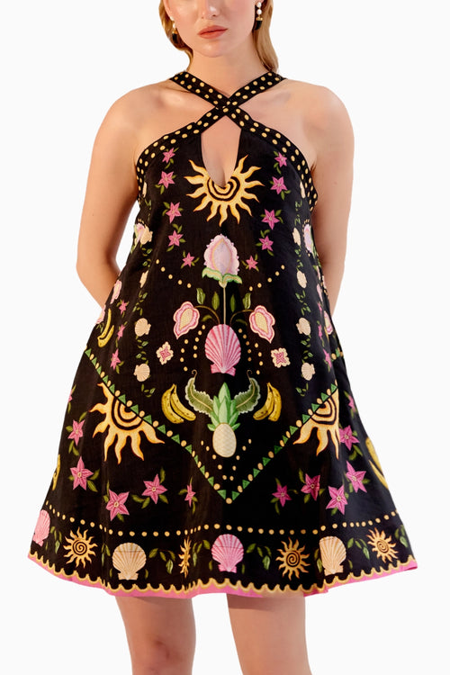 Aida Seashell Black Mini Dress