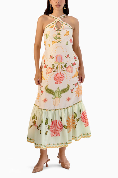 Aida Seashell Ecru Maxi Dress
