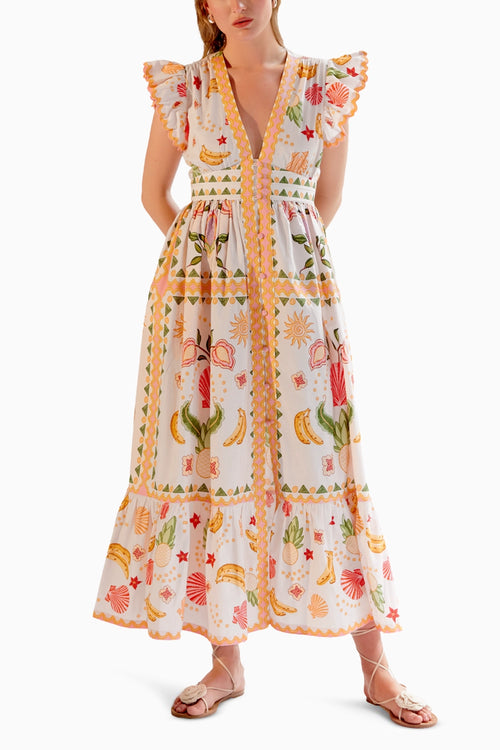 Estella Seashell Ecru Maxi Dress
