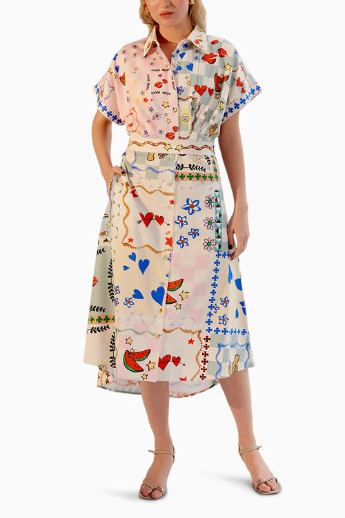 Coral Boardgame Midi Dress