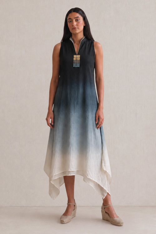 Black Ice Cube High-Neck Twirl Dress