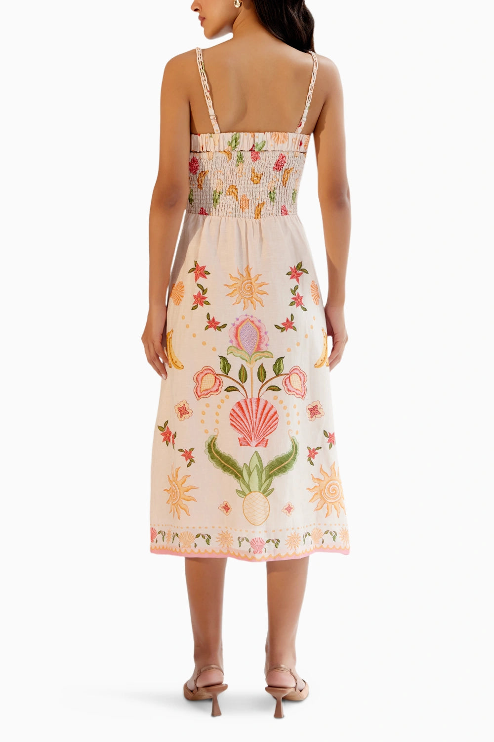 Valentina Seashell Ecru Midi Dress