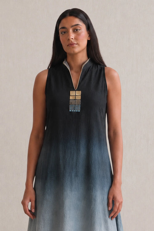 Black Ice Cube High-Neck Twirl Dress
