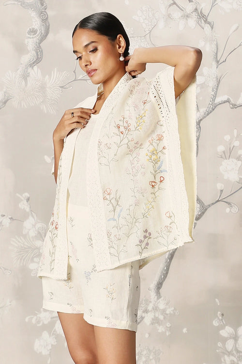 Walk in the Clouds Off White Short Kaftan and Shorts