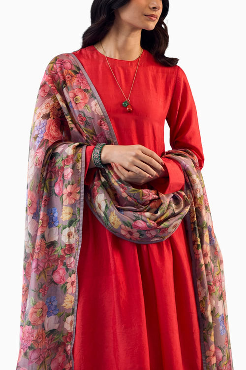 Glorious Meadow Slate Dupatta