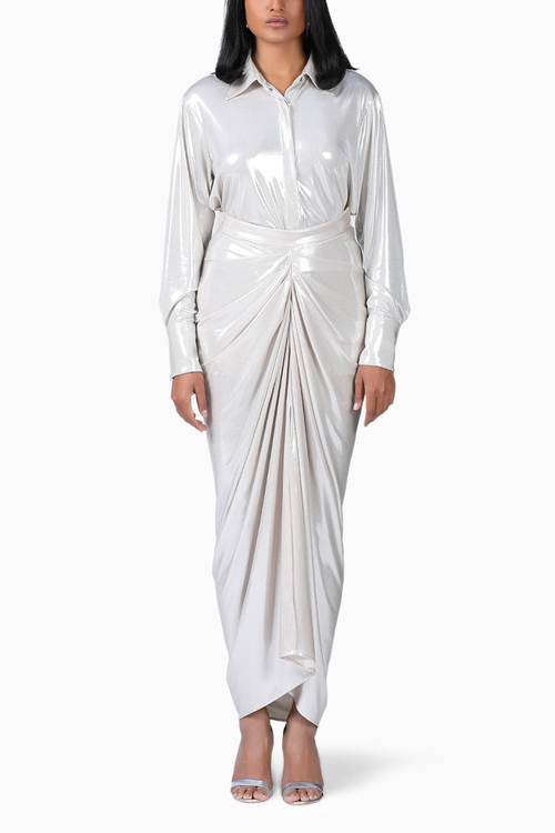 Champagne Jersey Shirt With Skirt