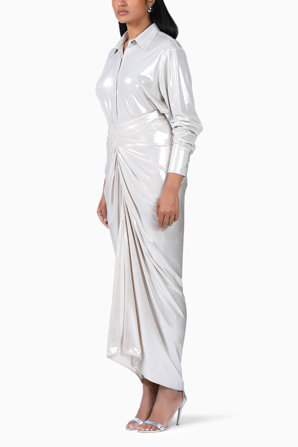 Champagne Jersey Shirt With Skirt
