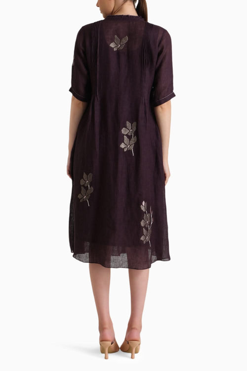 Lavender Embroidered Pleated Dress