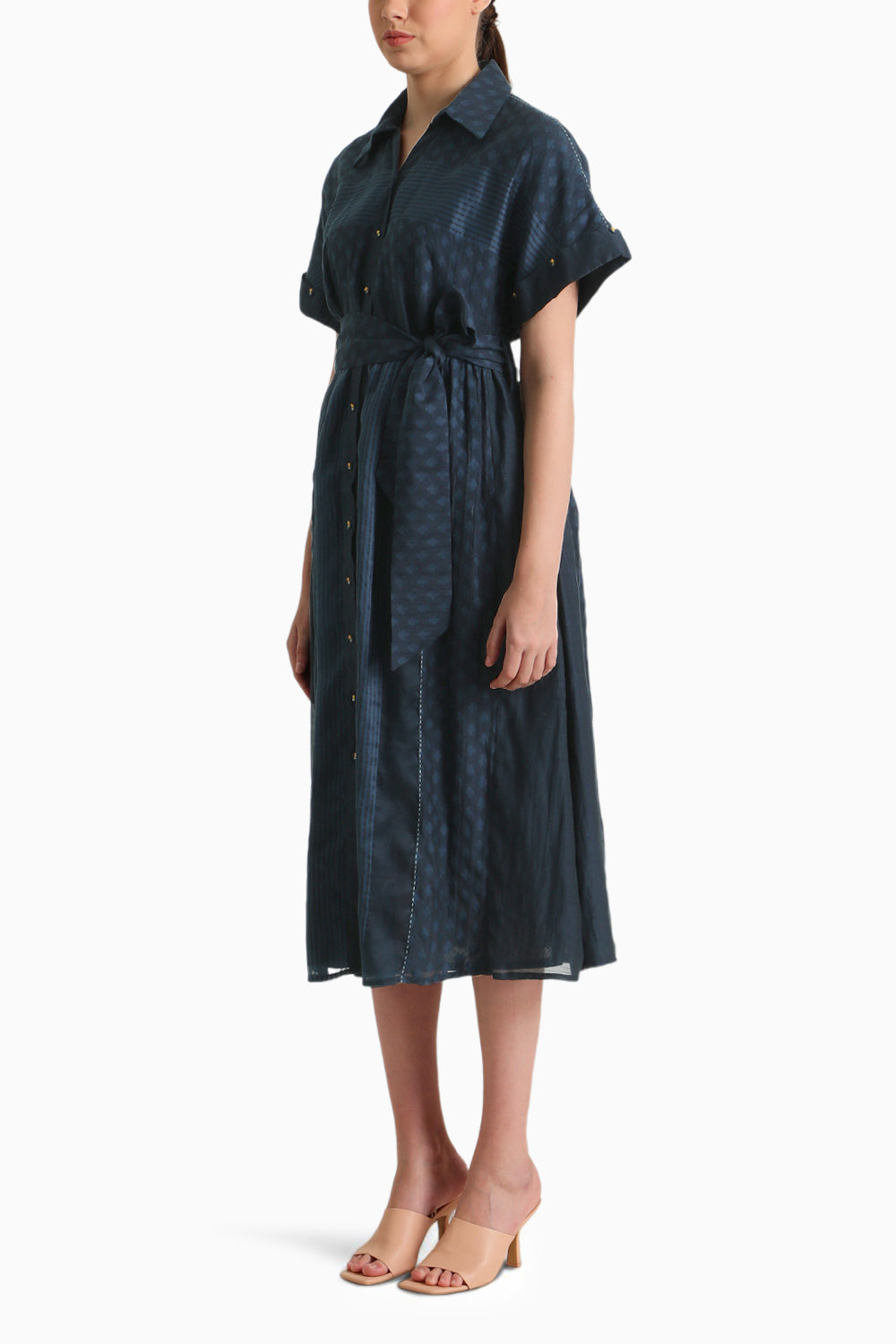 Indigo Lace Dress with Belt