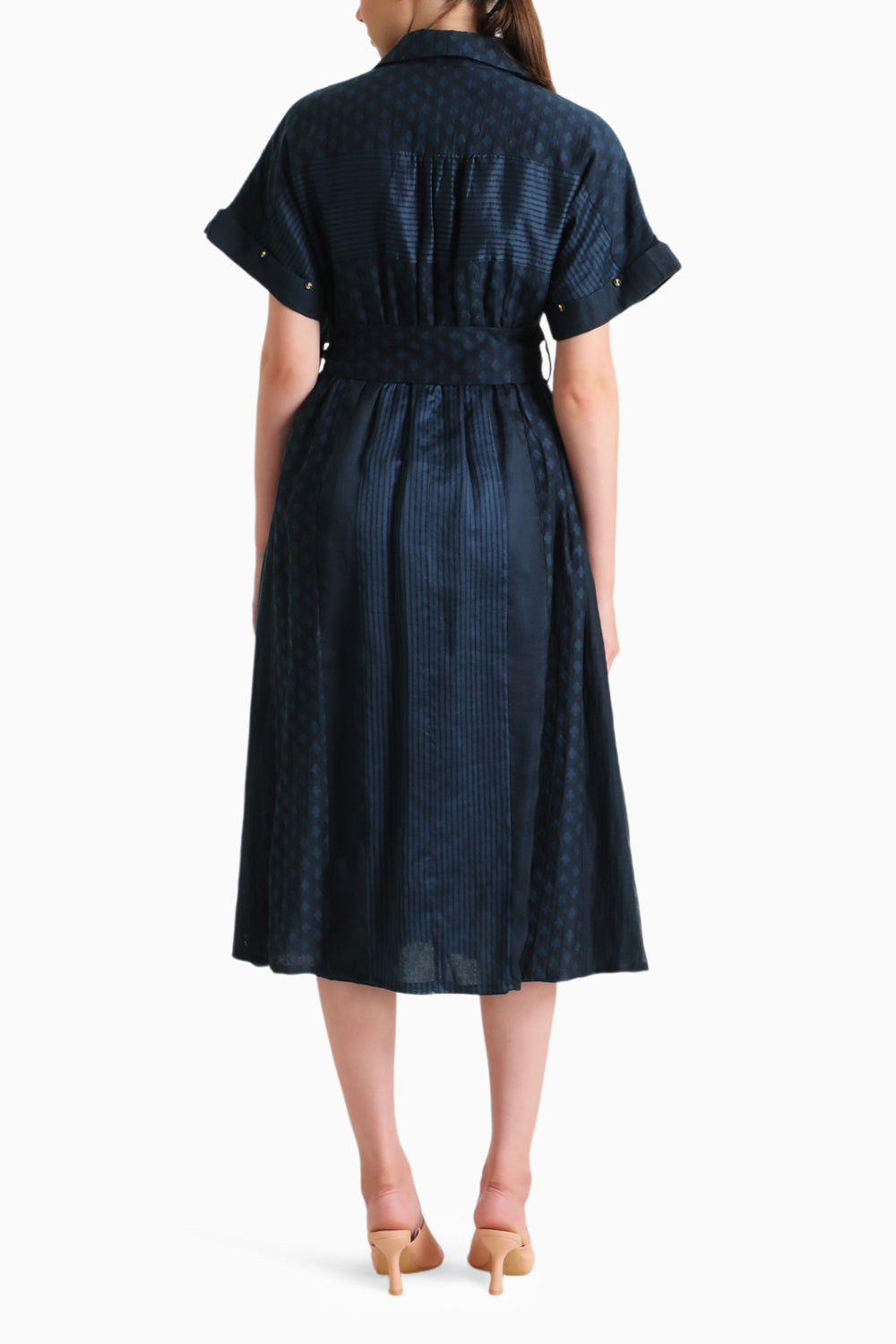 Indigo Lace Dress with Belt