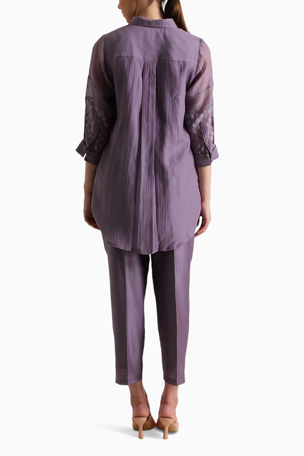 Mauve Lace Shirt and Straight Pant Set