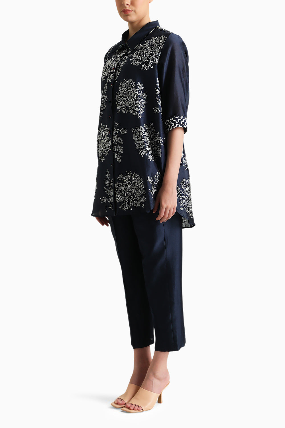 Indigo Wild Weed Shirt and Pant with Slip