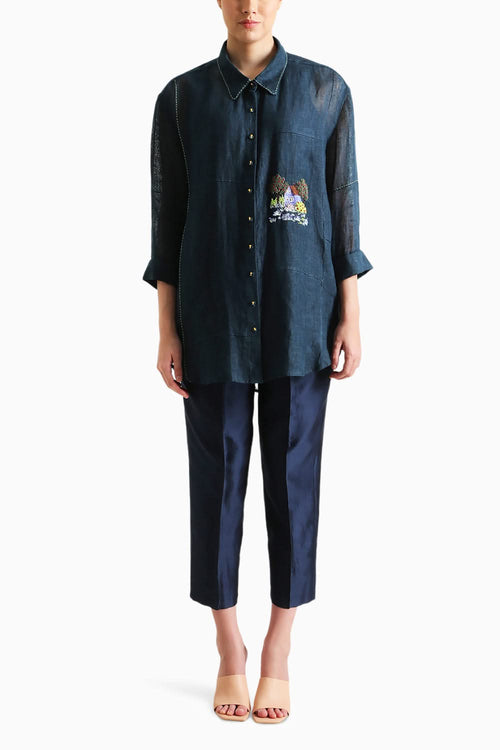 Indigo Country Shirt and Pant with Slip