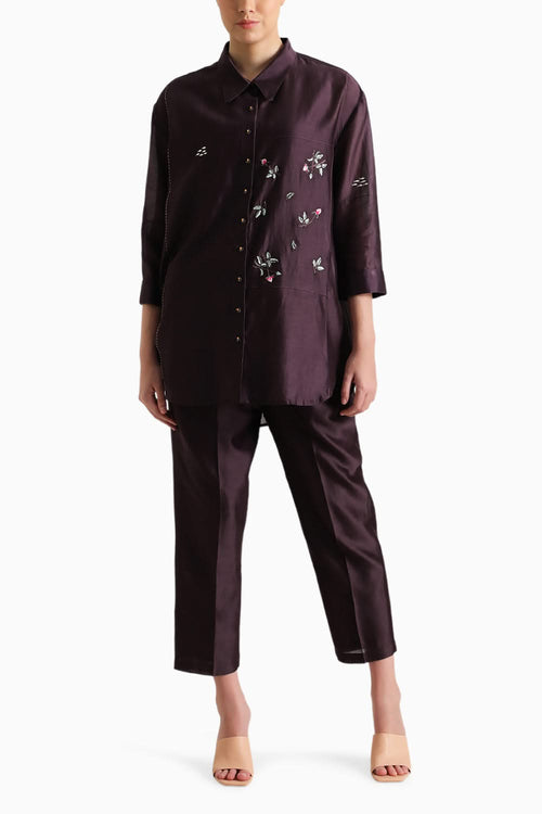 Lavender Pin Tuck Shirt and Pant with Slip