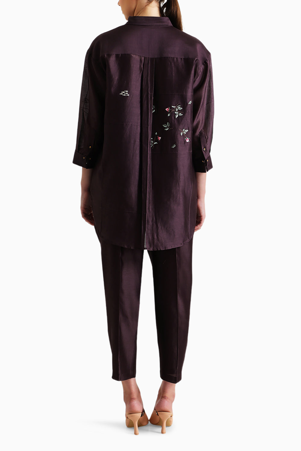 Lavender Pin Tuck Shirt and Pant with Slip