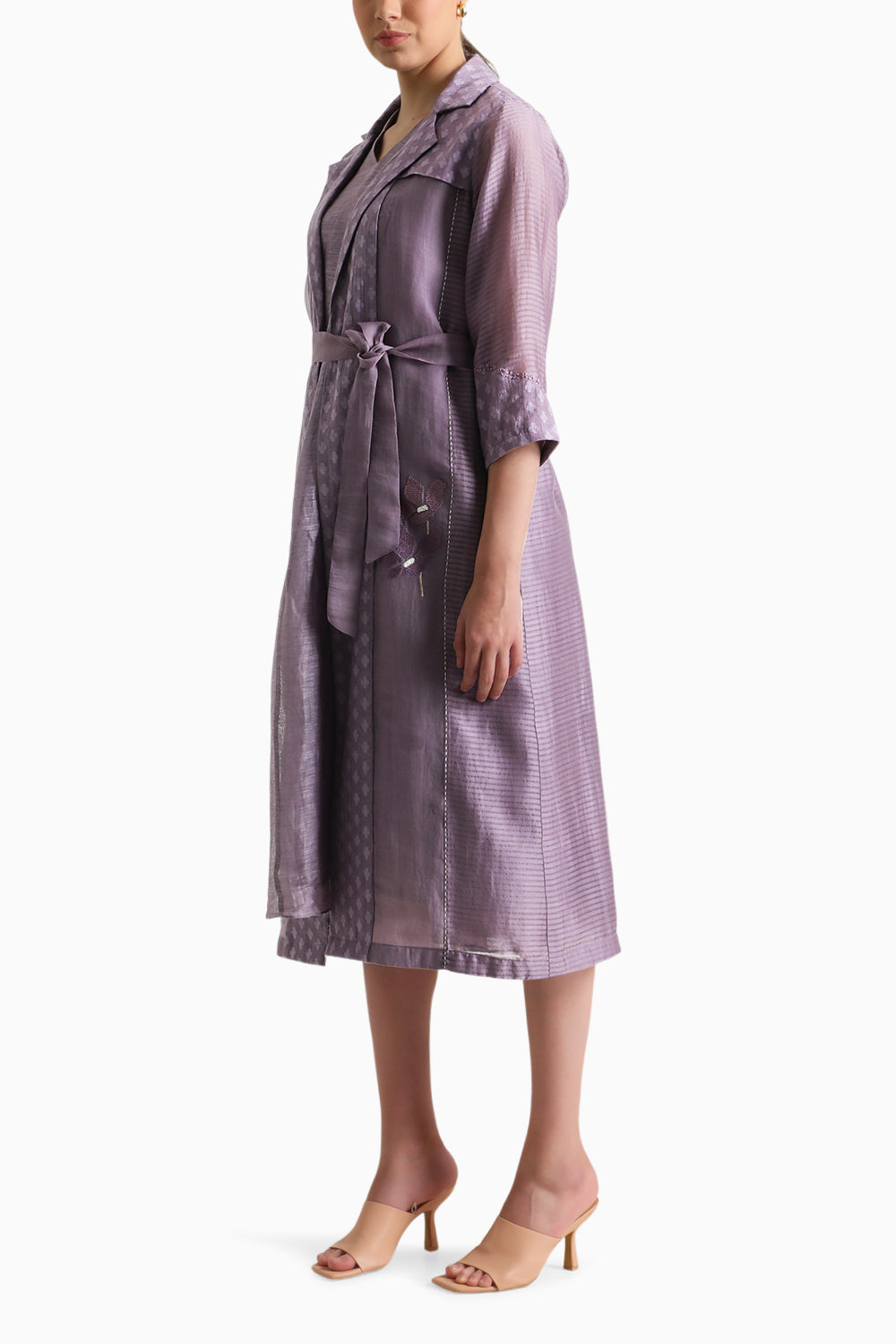 Mauve Carnation Embroidered Jacket and Dress