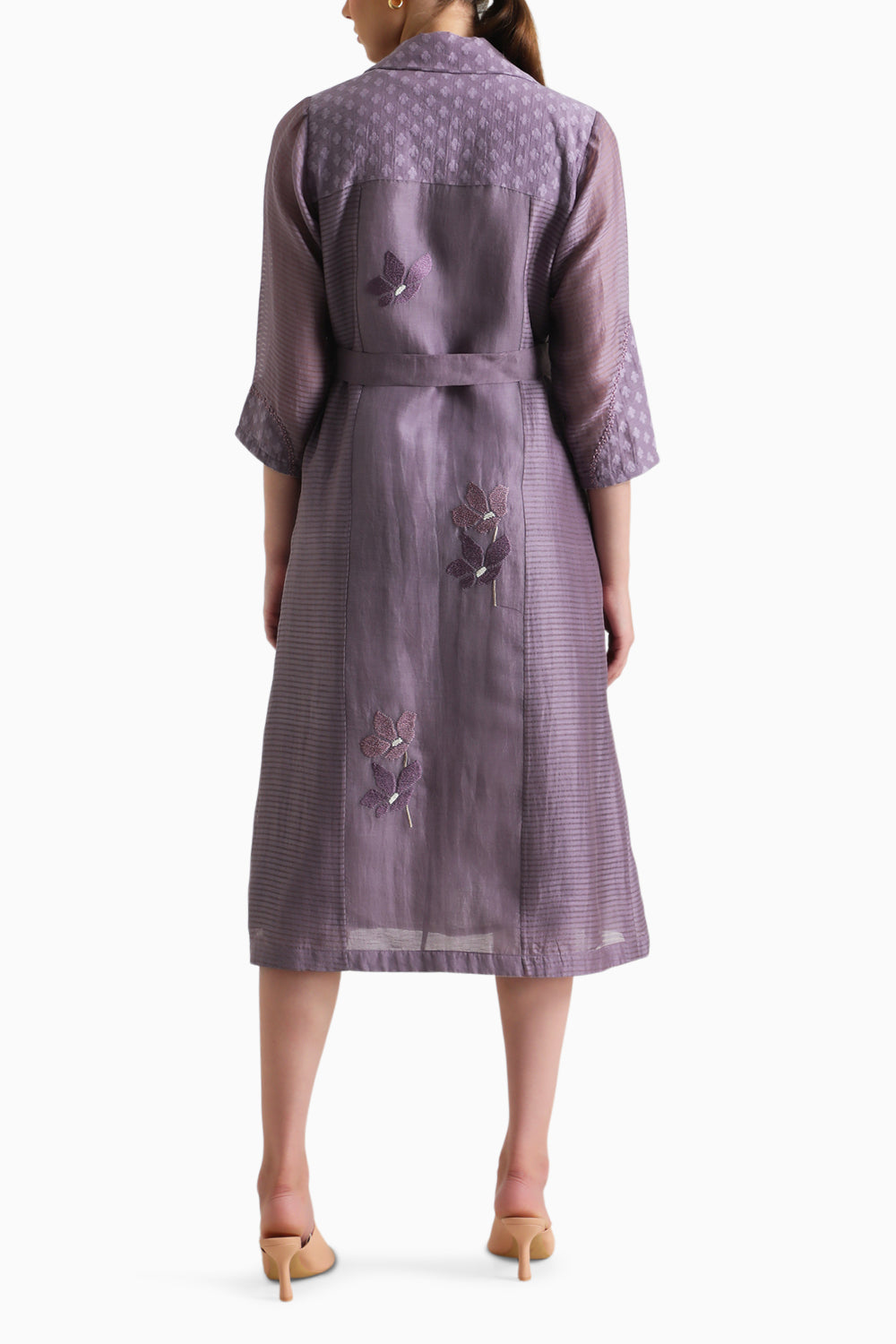 Mauve Carnation Embroidered Jacket and Dress