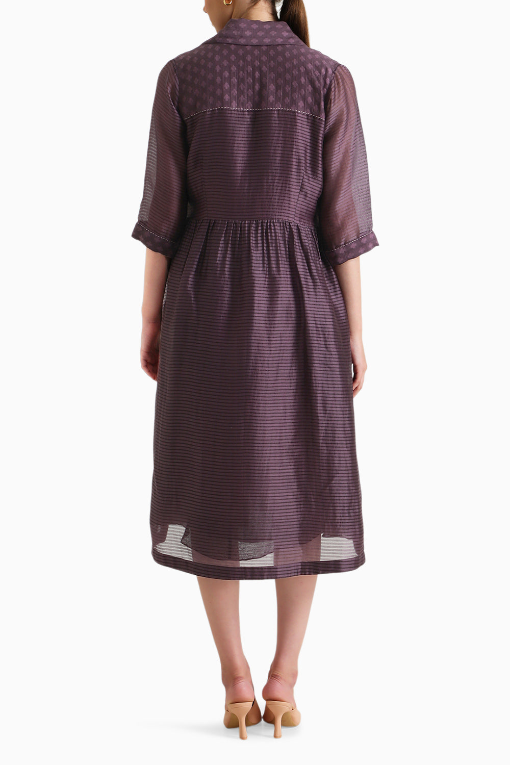 Lavender Solid Jacket and Silk Chanderi Dress