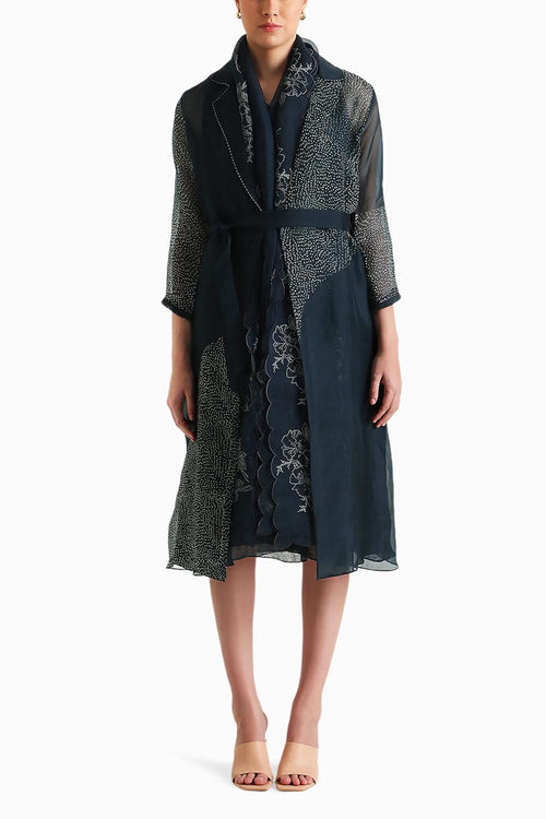 Indigo Discharge Print Jacket and Dress