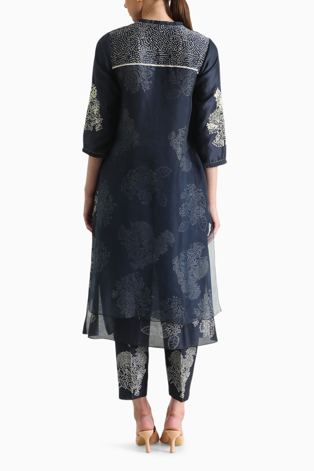 Indigo Double Layer Printed Tunic and Pant with Dupatta