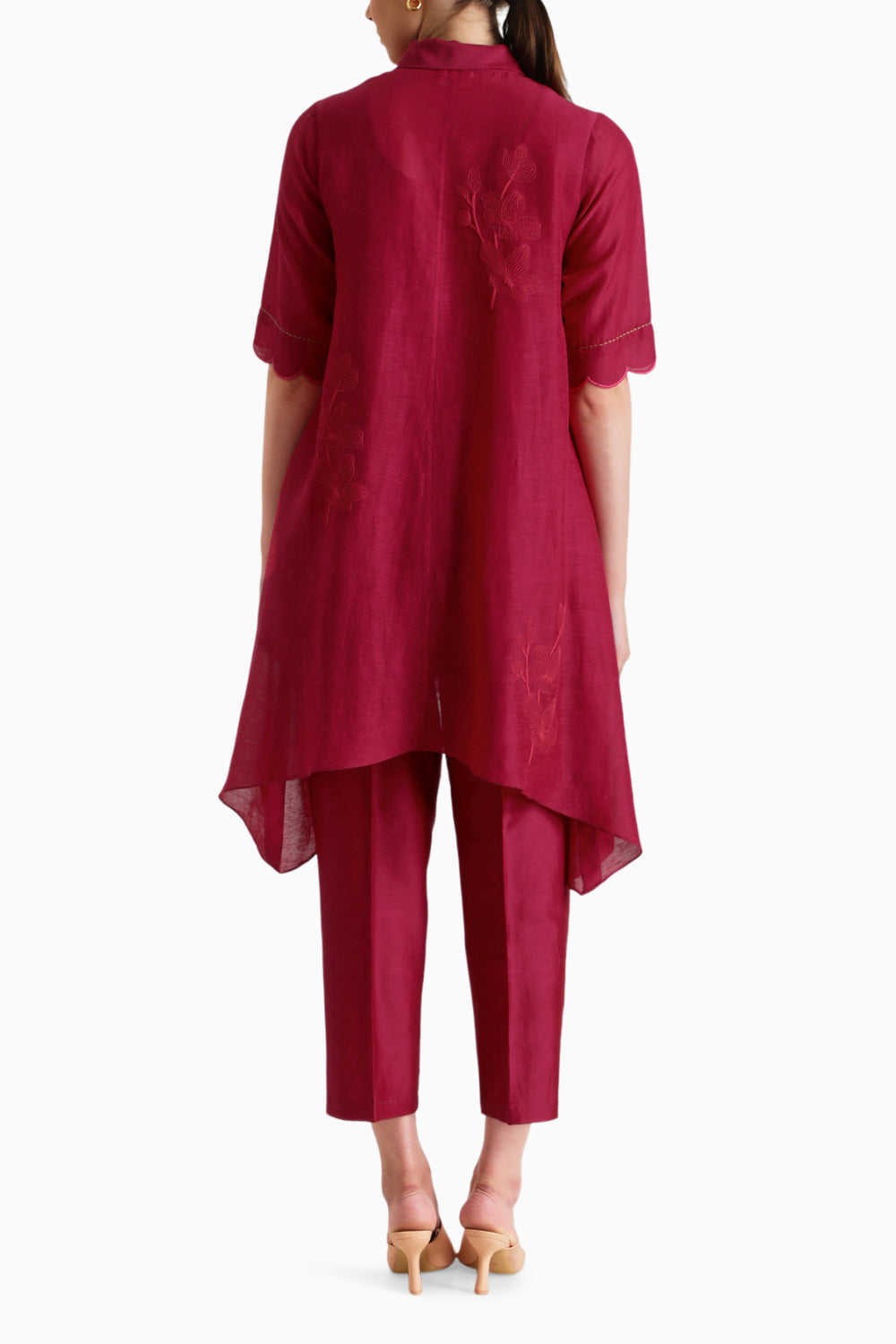 Fuchsia Machine Embroidered Tunic and Pant