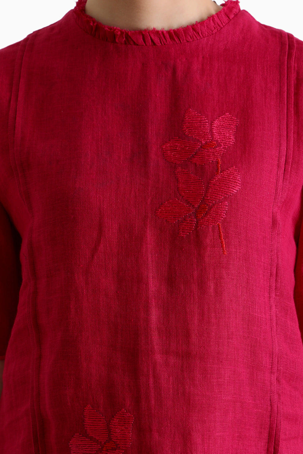 Fuchsia Carnation Embroidered Tunic and Pant