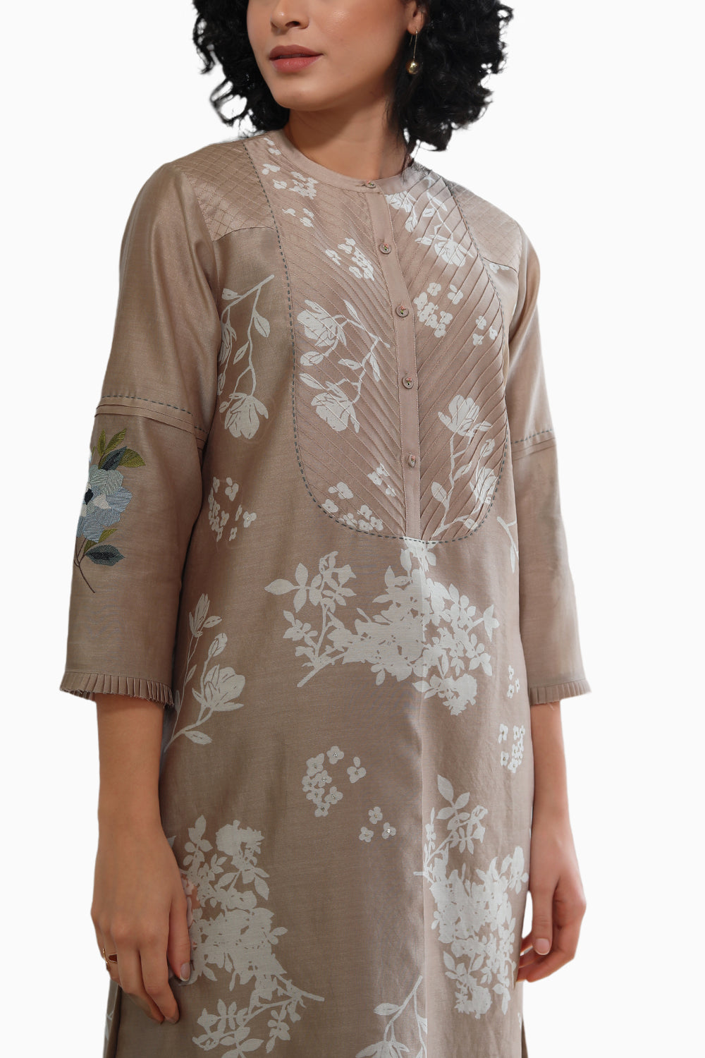 Discharge Print Beige Tunic and Pant