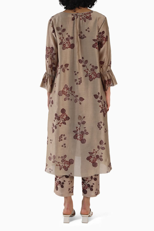 Beige Sequence Work Tunic and Pant